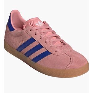 Adidas Pink Suede gazelle Sneakers with Blue Stripes size 7
